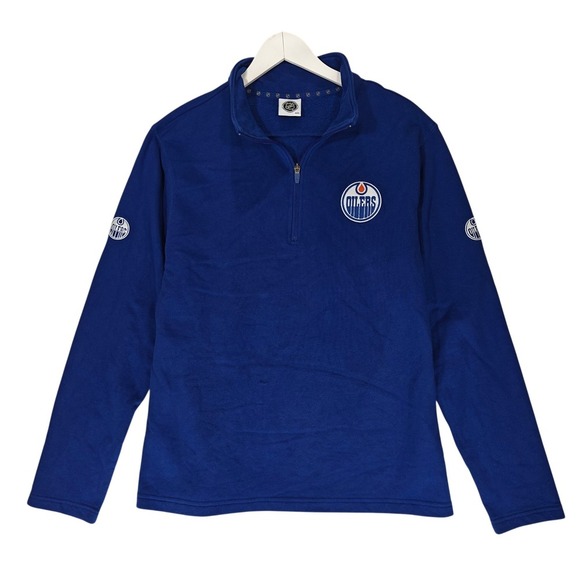 NHL Other - NHL Edmonton Oilers Quarter Zip Fleece Pullover Blue Mens Medium 1803894